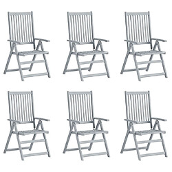 vidaXL Chaises inclinables de jardin lot de 6 et coussins Bois acacia