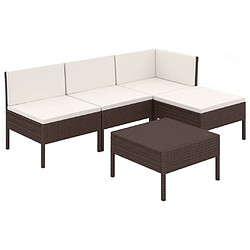 Maison Chic Salon de jardin 5 pcs + coussins - Mobilier/Meubles de jardin - Table et chaises d'extérieur Résine tressée Marron -MN72455