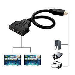 Acheter Wewoo Splitter Port HDMI 1080P Mâle vers 2 Femelle 1 2 Sortie Convertisseur Adaptateur Câble, Longueur: 30cm