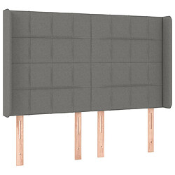 Avis Maison Chic Tête de lit scandinave à LED,meuble de chambre Gris foncé 147x16x118/128 cm Tissu -MN40538