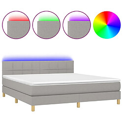 vidaXL Sommier à lattes de lit matelas LED Gris clair 160x200 cm Tissu