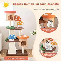 Acheter Helloshop26 Arbre à chat en forme de champignon 2 condos balles interactives poteau griffoir plateforme tour de jeux pour chat multicolore 20_0007669