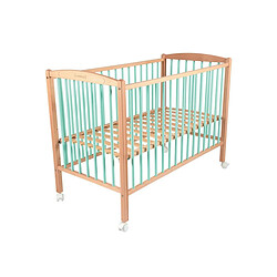 Combelle Lit Arthur 70x140 avec roulettes Hybride Vert mint