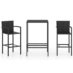 Maison Chic Table de bar et chaises d'extérieur 3 pcs,Ensemble de bar de jardin pour relax Résine tressée Noir -GKD584663