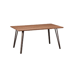 Pegane Table à manger rectangulaire en MDF décor noyer chêne avec pied en métal noir - Longueur 160 x Profondeur 90 x Hauteur 76 cm