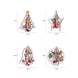 Acheter C164 4PCS Célébration de Noël Fournitures d'arbre de Noël creux en bois Pendentif Christmas Décoration Pendentif Bell