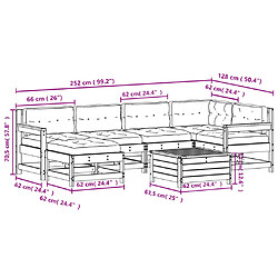 vidaXL Salon de jardin 7 pcs avec coussins blanc bois de pin massif pas cher