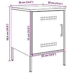 vidaXL Tables de chevet 2 pcs vert olive 36x39x50,5 cm acier pas cher