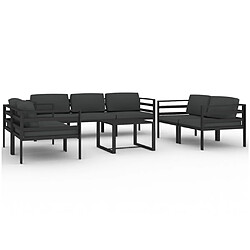 vidaXL Salon de jardin 8 pcs avec coussins Aluminium Anthracite