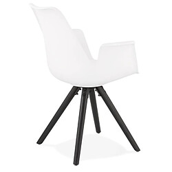 Acheter Mes Fauteuil design blanc et piètement en bois noir - SHAFT