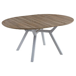 Acheter Pegane Table à manger ronde extensible en bois coloris chêne, pieds blanc - diamètre 120 - 160 x Hauteur 75 cm