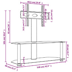 vidaXL Meuble TV d'angle 2 niveaux pour 32-70 pouces noir pas cher