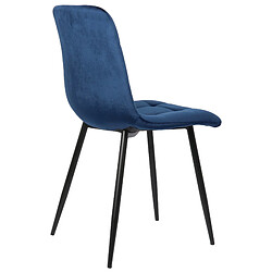 Decoshop26 Lot de 2 chaises de salle à manger en velours bleu pieds métal noir mat style moderne CDS10098