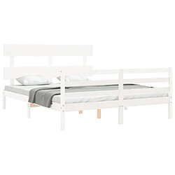 Acheter Maison Chic Lit adulte - Cadre Structure de lit avec tête de lit Contemporain blanc 160x200 cm bois massif -MN40774