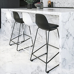 Rendez Vous Deco Chaise de bar mi-hauteur Leni noire 65 cm (lot de 2)