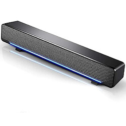 Universal Haut-parleurs YH-PC, barre de son USB Mini, subwoofer portable, boîte de musique à LED câblée avec double pilote, basse pure pour ordinateurs de bureau connectés aux ax (noir) de 3,5 mm (noir)