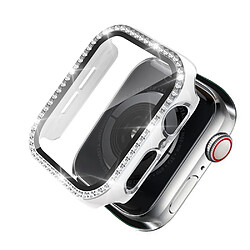 Coque en TPU Cadre en cristal de galvanoplastie blanc/argent pour votre Apple Watch 4/5/6/SE 40mm