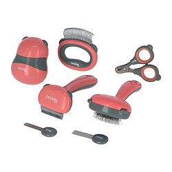 Kit de toilettage 7 pieces KERBL - Rouge et noir - Pour chat