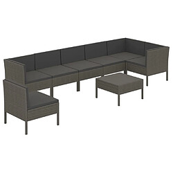 Maison Chic Salon de jardin 8 pcs + coussins - Mobilier/Meubles de jardin - Table et chaises d'extérieur Résine tressée Gris -MN91164