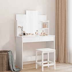 vidaXL Coiffeuse avec miroir blanc brillant 96x39x142 cm