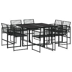 vidaXL Ensemble à manger de jardin 9 pcs Noir Résine tressée