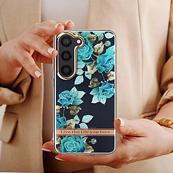 Avis Avizar Coque pour Samsung Galaxy S23 Dos Rigide Contour Souple Design Fleurs Turquoises