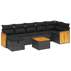 Maison Chic Ensemble Tables et chaises d'extérieur 8 pcs avec coussins,Salon de jardin noir résine tressée -GKD462505