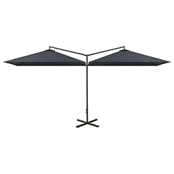 Helloshop26 Parasol double avec mât en acier 600 x 300 cm anthracite 02_0008424