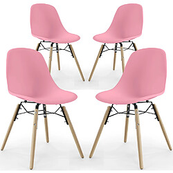 ICONIK INTERIOR Chaise de Salle à Manger - Design Scandinave - Pieds en Bois - Lot de 4 - Skögur Rose