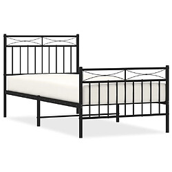 Maison Chic Lit adulte - Lit simple Cadre de lit métal avec tête de lit/pied de lit,Structure du lit Contemporain pour chambre noir 90x200 cm -MN66191