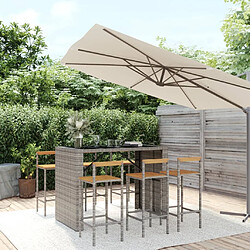 vidaXL Ensemble de bar jardin 7 pcs gris poly rotin/bois massif acacia