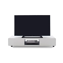 Pegane Meuble TV coloris blanc et noir - L140 x H28 x P41 cm