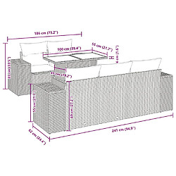 vidaXL Salon de jardin avec coussins 6 pcs marron résine tressée pas cher