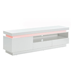 Acheter Vente-Unique Meuble TV EMERSON II - 1 porte & 2 tiroirs - MDF laqué blanc - LEDs