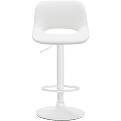 Decoshop26 Tabourets de bar chaises haute x2 avec repose-pieds en PVC blanc piètement métallique blanc 10_0004068