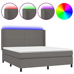 Sommier à lattes et matelas LED,Cadre à lattes de lit pour Adulte Gris 160x200 cm Similicuir -MN11717