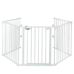 Decoshop26 Barrière de sécurité pour enfant/animaux 290 x 74 cm 5 panneaux protection cheminée utilisation murale ou autoportante blanc 20_0000246 pas cher