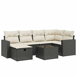 Maison Chic Ensemble Tables et chaises d'extérieur 7pcs avec coussins,Salon de jardin noir résine tressée -GKD482844