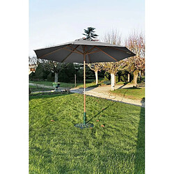 Proloisirs Parasol en bois 350 cm avec manivelle June gris.