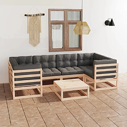 Maison Chic Salon de jardin 7 pcs + coussins - Mobilier/Meubles de jardin - Table et chaises d'extérieur Bois de pin massif -MN17916