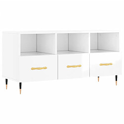 Maison Chic Meuble TV scandinave - Banc TV pour salon Blanc brillant 102x36x50 cm Bois d'ingénierie -MN70259