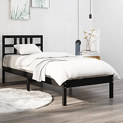 vidaXL Cadre de lit sans matelas noir 75x190 cm bois massif 