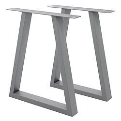 Ecd Germany 2x Pieds de table acier 60x72 cm gris châssis support de table trapèz design