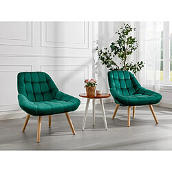 Vente-Unique Fauteuil en velours vert LUOSTO 