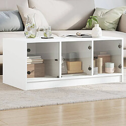 Maison Chic Table basse pour salon | Table à café avec portes en verre blanc 102x50x42 cm -GKD94465