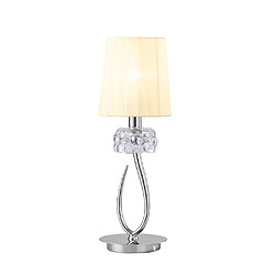 Avis Luminaire Center Lampe de Table Loewe 1 Ampoule E27 Small, chrome poli avec Abat jour blanc