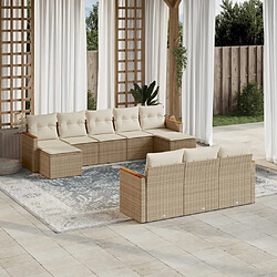 Maison Chic Salon de jardin avec coussins 10 pcs, Ensemble Tables et chaises de jardin, beige résine tressée -GKD235627