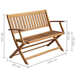 vidaXL Banc de jardin avec coussin 120 cm Bois d'acacia massif pas cher