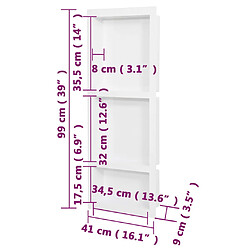 vidaXL Niche de douche avec 3 compartiments Blanc mat 41x99x9 cm pas cher