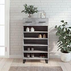 Maison Chic Armoire à Chaussures Gris béton,Meuble de Rangement à Chaussures 60x35x105 cm bois d'ingénierie -MN73710